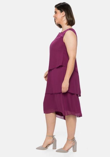 Sheego Cocktailkleid Im Layerlook, Mit Pailletten - Beere Sheego