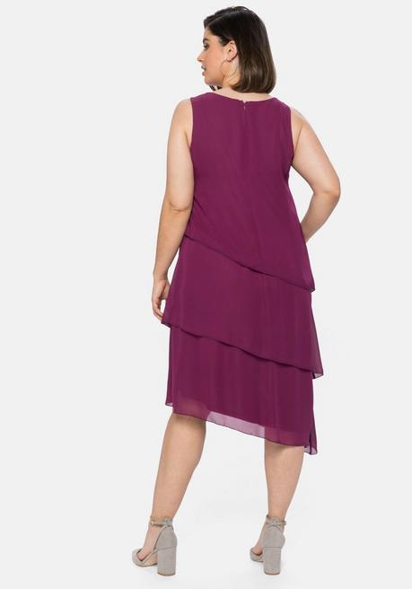 Sheego Cocktailkleid Im Layerlook, Mit Pailletten - Beere Sheego