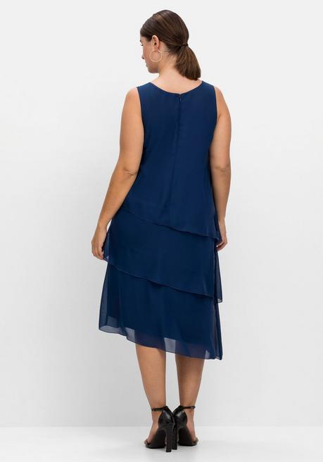 Sheego Cocktailkleid Im Layerlook, Mit Pailletten - Blau Sheego