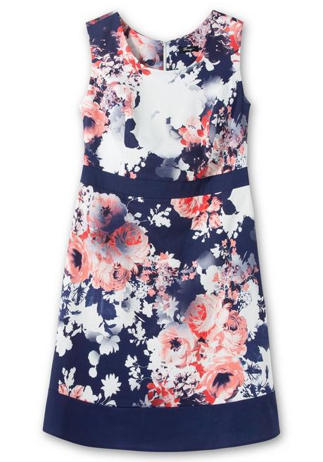 Sheego Cocktailkleid In A-Linie Mit Blumendruck - Marine Bedruckt Sheego