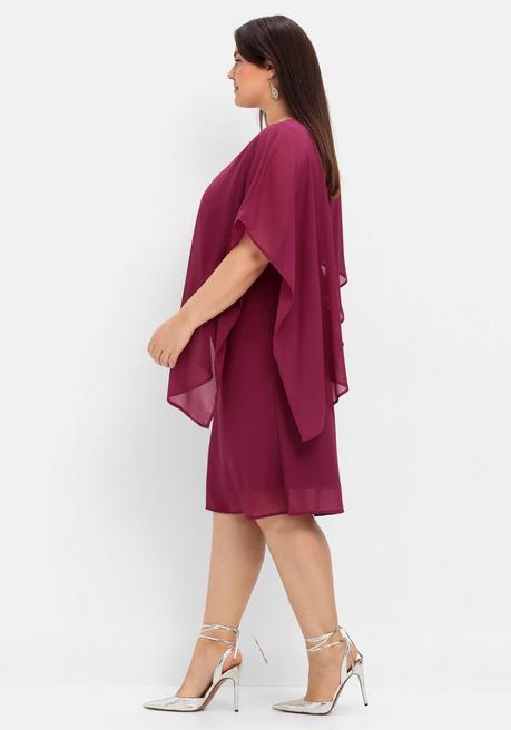 Sheego Cocktailkleid Mit Asymmetrischem Cape, Aus Chiffon - Himbeere Sheego