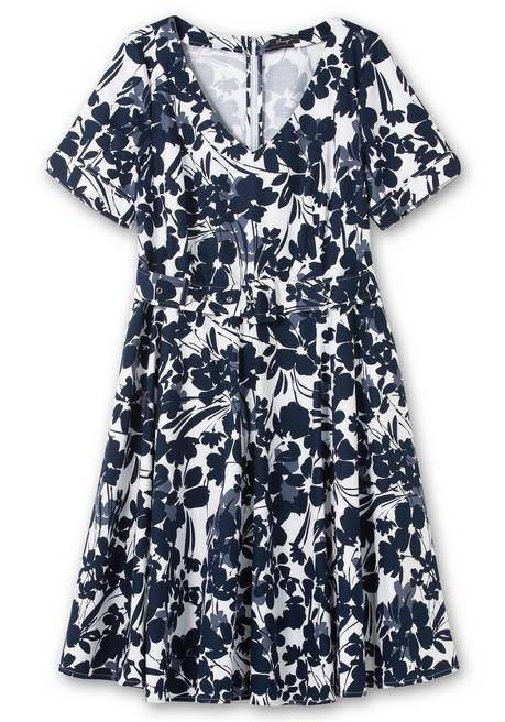 Sheego Cocktailkleid Mit Blumenprint Und Stoffgürtel - Marine Gemustert Sheego