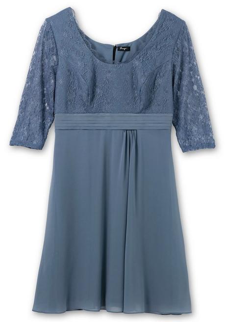 Sheego Cocktailkleid Mit Floraler Spitze - Stahlblau Sheego