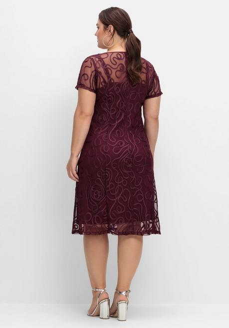 Sheego Cocktailkleid Mit Zierborten - Aubergine Sheego