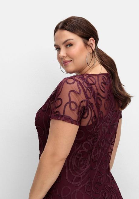 Sheego Cocktailkleid Mit Zierborten - Aubergine Sheego