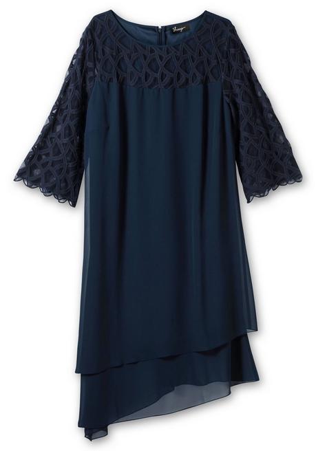 Sheego Cocktailkleid Mit Zierborten, Im Lagenlook - Nachtblau Sheego