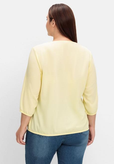 Sheego Crêpe-Tunika Mit Zierknopfleiste Und Stretchbündchen - Hellgelb Sheego