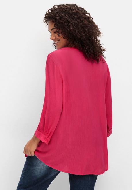 Sheego By Joe Browns Crêpebluse Mit Häkelspitze Und Biesen - Pink Sheego