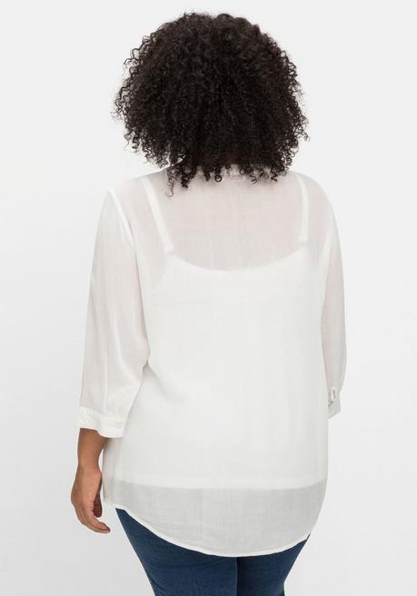 Sheego By Joe Browns Crêpebluse Mit Häkelspitze Und Biesen - Weiß Sheego