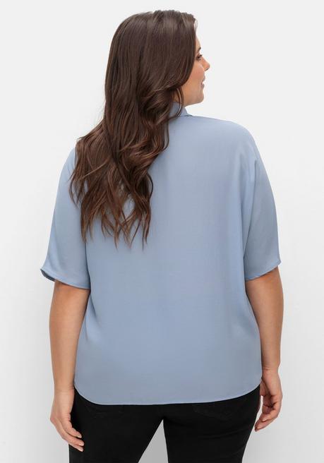 Creation L Crêpebluse Mit Lochstickerei Und Fledermausärmeln - Taubenblau Sheego