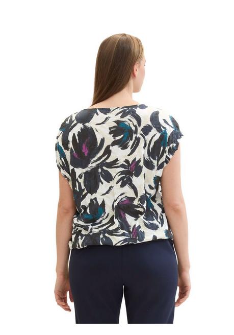 TOM TAILOR Plus Crinkle-Shirt Mit Floralem Alloverprint - Dunkelblau Gemustert Sheego