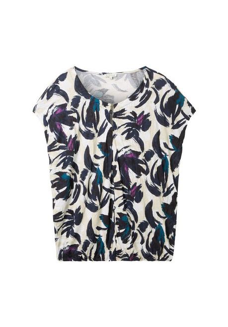 TOM TAILOR Plus Crinkle-Shirt Mit Floralem Alloverprint - Dunkelblau Gemustert Sheego