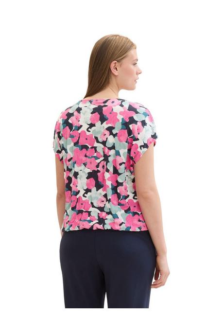 TOM TAILOR Plus Crinkle-Shirt Mit Floralem Alloverprint - Pink Gemustert Sheego