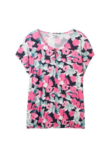 TOM TAILOR Plus Crinkle-Shirt Mit Floralem Alloverprint - Pink Gemustert Sheego