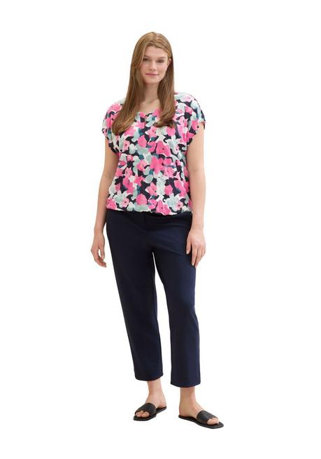 TOM TAILOR Plus Crinkle-Shirt Mit Floralem Alloverprint - Pink Gemustert Sheego