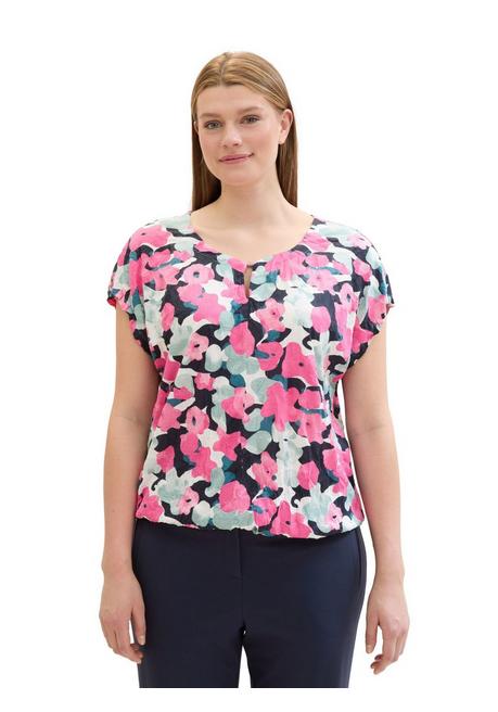 TOM TAILOR Plus Crinkle-Shirt mit floralem Alloverprint - pink gemustert sheego