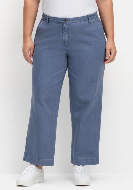 Sheego Culotte Aus Weichem Twill, In Gewaschener Optik - Rauchblau Sheego