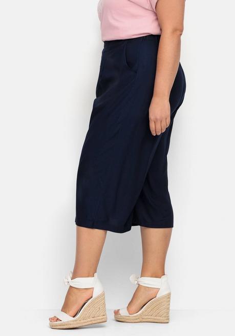Sheego Culotte In 7/8-Länge Mit Deko-Knöpfen - Marine Sheego