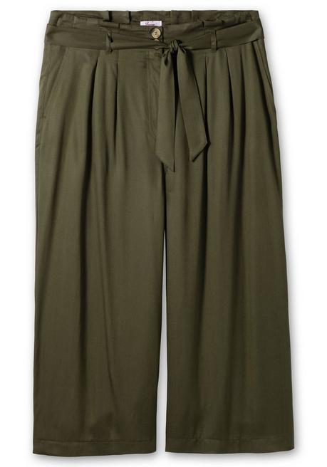 Sheego Culotte In Curvy-Schnitt ELLA Mit Stoffgürtel - Dunkeloliv Sheego
