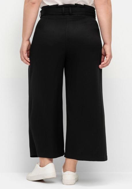 Sheego Culotte In Curvy-Schnitt ELLA Mit Stoffgürtel - Schwarz Sheego