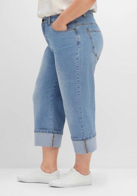 Sheego Dad-Jeans Mit Weitem Bein In 3/4-Länge - Blue Used Denim Sheego