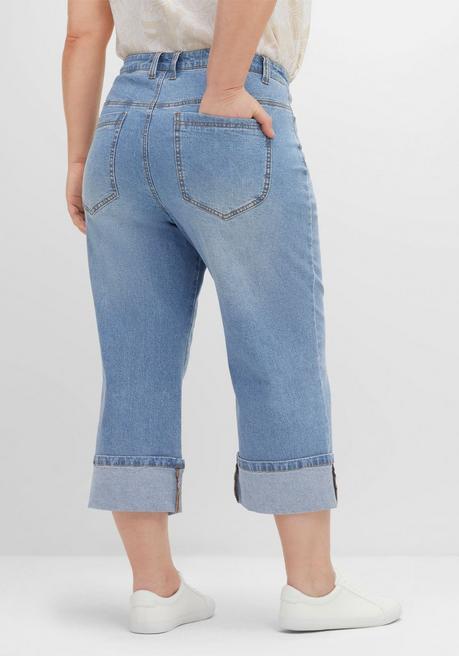 Sheego Dad-Jeans Mit Weitem Bein In 3/4-Länge - Blue Used Denim Sheego
