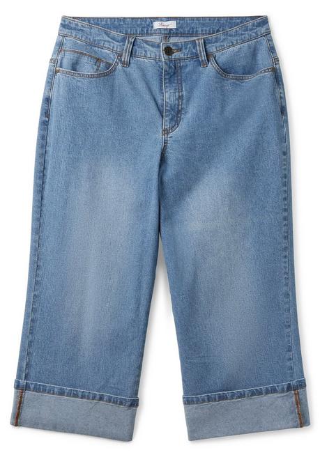Sheego Dad-Jeans Mit Weitem Bein In 3/4-Länge - Blue Used Denim Sheego