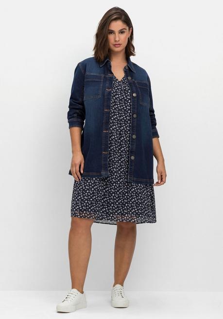 Sheego Denim-Shacket In Leicht Taillierter Form - Dark Blue Used Denim Sheego