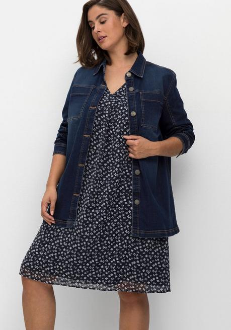 Sheego Denim-Shacket In Leicht Taillierter Form - Dark Blue Used Denim Sheego