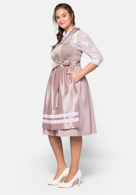 Sheego Dirndl 3-teilig Mit Schürze Und Spitzenbluse - Zartrosa Sheego