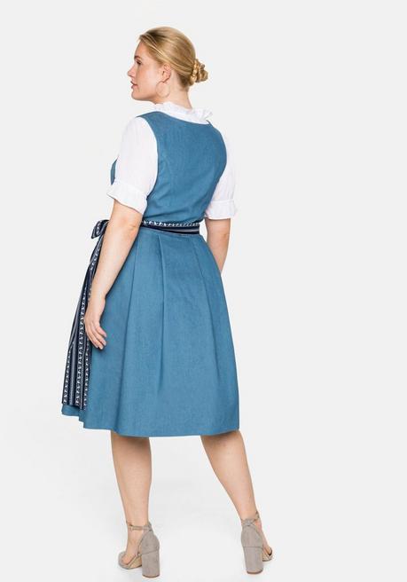 Sheego Dirndl Im Denim-Look, Mit Bedruckter Schürze - Blue Denim Sheego