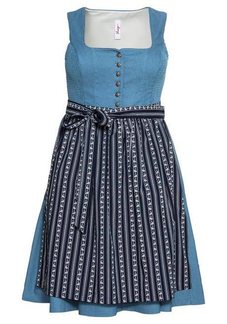 Sheego Dirndl Im Denim-Look, Mit Bedruckter Schürze - Blue Denim Sheego