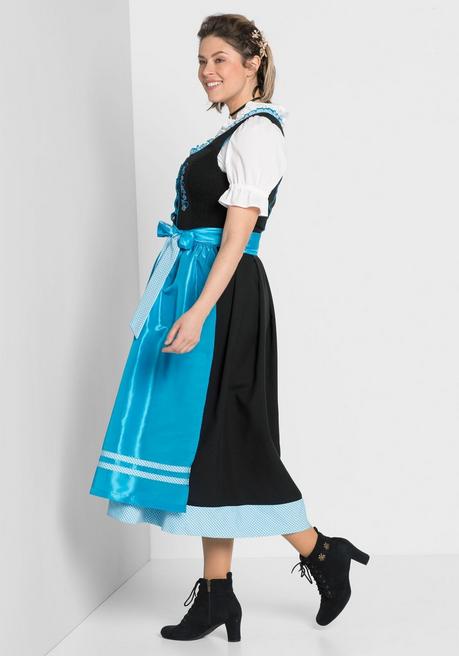 Sheego Dirndl Mit Schürze 2tlg. - Schwarz-türkis Sheego