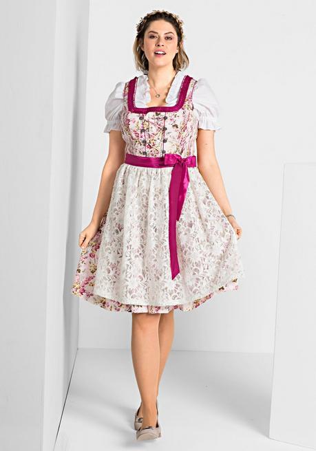 Sheego Dirndl Mit Schürze Und Bluse 3tlg. - Pink Sheego