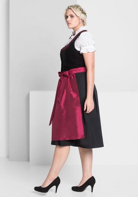 Sheego Dirndl Mit Schürze Und Bluse 3tlg. - Schwarz-rot Sheego