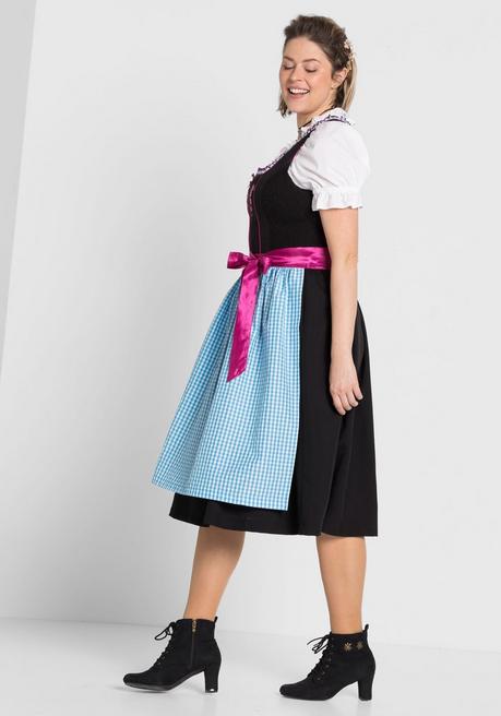 Sheego Dirndl Mit Schürze Und Bluse 3tlg. - Schwarz-türkis Sheego