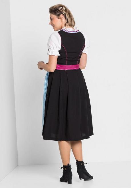 Sheego Dirndl Mit Schürze Und Bluse 3tlg. - Schwarz-türkis Sheego