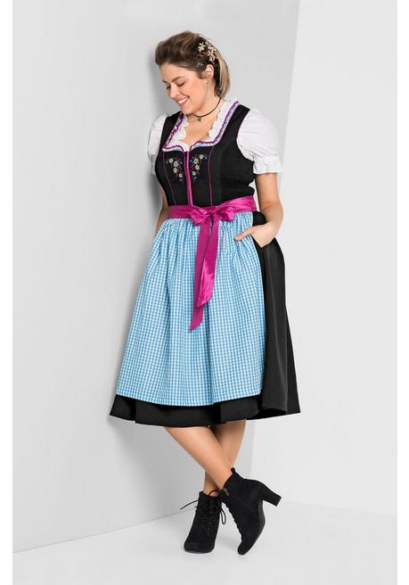 sheego Dirndl mit Schürze und Bluse 3tlg. - schwarz-türkis sheego