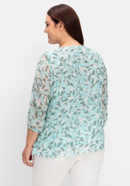 Sheego Doppellagige Chiffontunika Mit Alloverdruck - Mint Gemustert Sheego