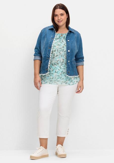 Sheego Doppellagige Chiffontunika Mit Alloverdruck - Mint Gemustert Sheego