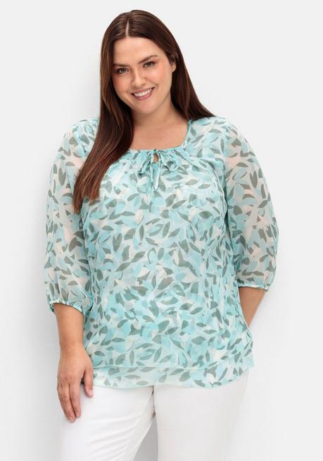 sheego Doppellagige Chiffontunika mit Alloverdruck - mint gemustert sheego
