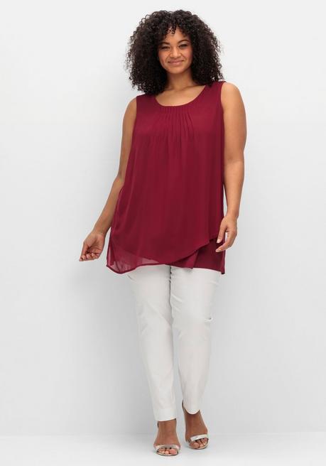 Sheego Doppellagiges Top Aus Chiffon Und Jersey - Rubinrot Sheego