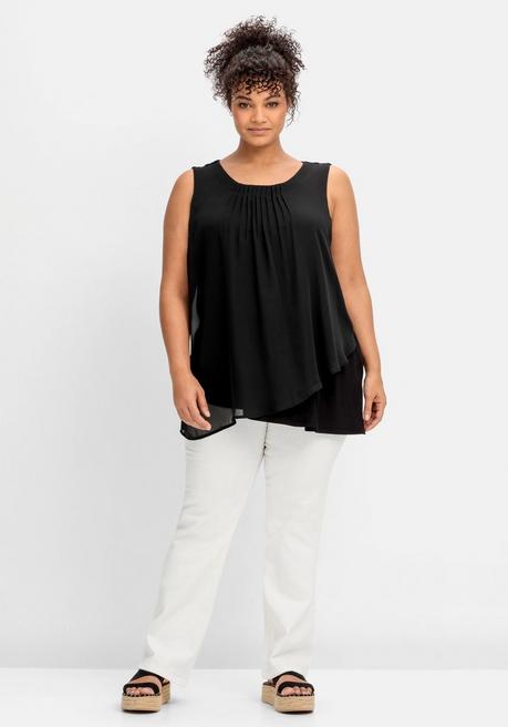Sheego Doppellagiges Top Aus Chiffon Und Jersey - Schwarz Sheego