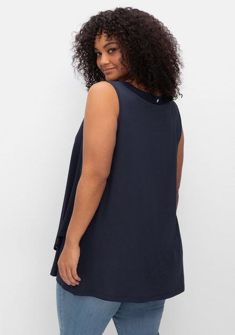 Sheego Doppellagiges Top Aus Chiffon Und Jersey - Tiefblau Sheego