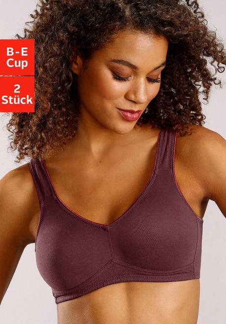 PETITE FLEUR Doppelpack Basic-BHs Ohne Bügel - Bordeaux+weiß Sheego