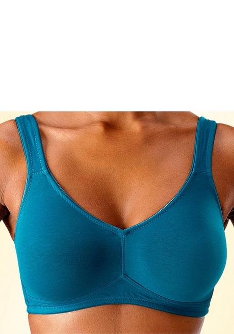 PETITE FLEUR Doppelpack Basic-BHs Ohne Bügel - Petrol+weiß Sheego
