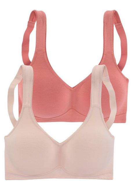 PETITE FLEUR Doppelpack Basic-BHs Ohne Bügel - Terrakotta+creme Sheego