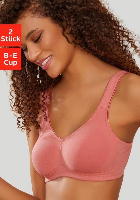 PETITE FLEUR Doppelpack Basic-BHs Ohne Bügel - Terrakotta+creme Sheego