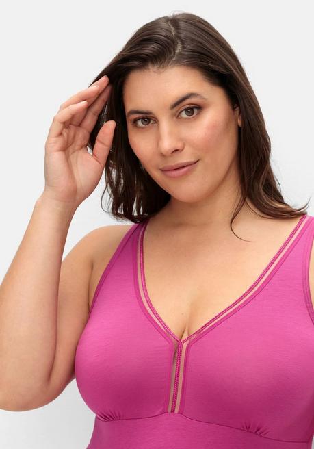 Wäschepur Doppelpack BH-Hemd Mit Zierband Am Ausschnitt - Magenta Sheego