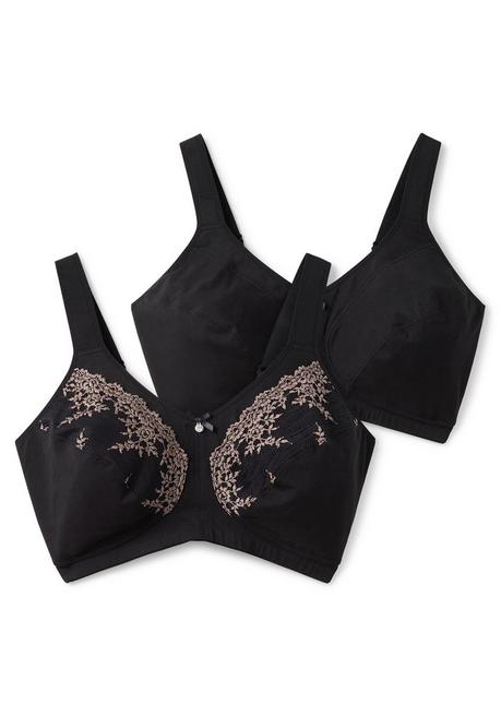 Sheego Doppelpack BHs Ohne Bügel, 1x Mit Spitzenbesatz - Schwarz+taupe Sheego